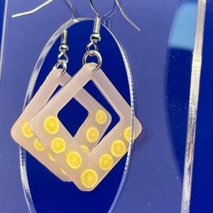 Square Tiny Lemons Lemonade Earrings